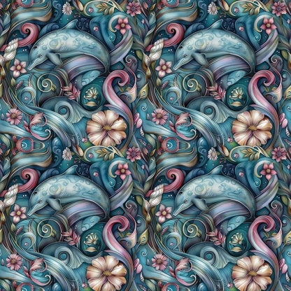 Swimming with Dolphins Pattern 12 Quilting Cotton Fabric