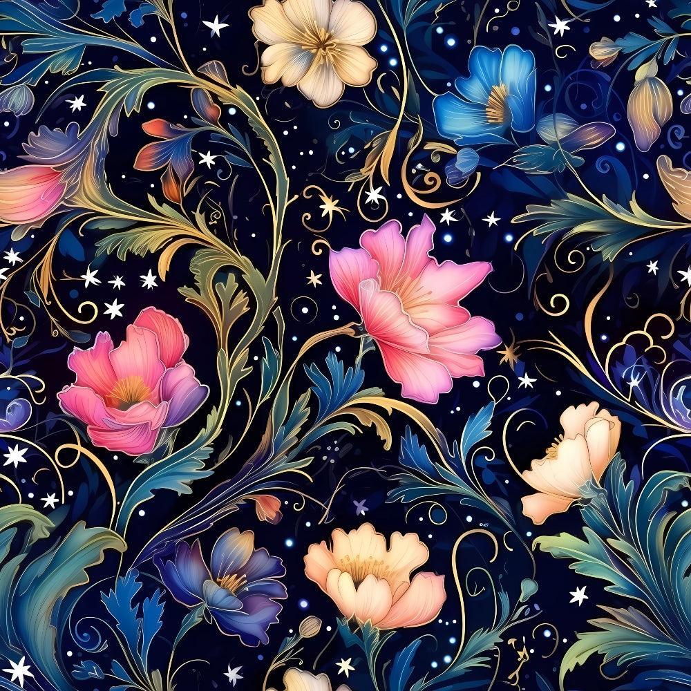 Watercolor Night Nouveau Pattern 7 Quilting Cotton Fabric