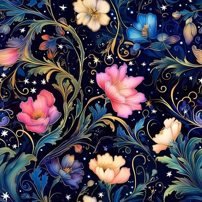 Watercolor Night Nouveau Pattern 7 Quilting Cotton Fabric