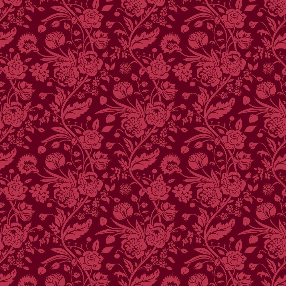 Floral Red on Red Quilting Cotton Fabric