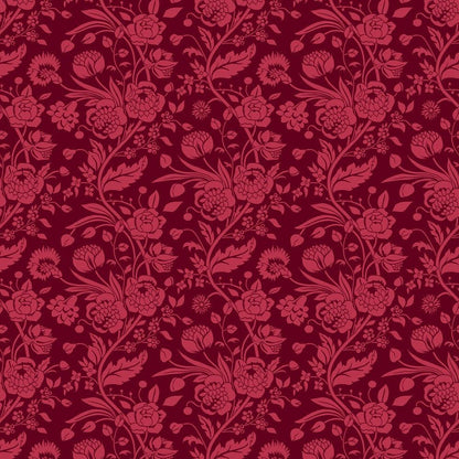 Floral Red on Red Quilting Cotton Fabric
