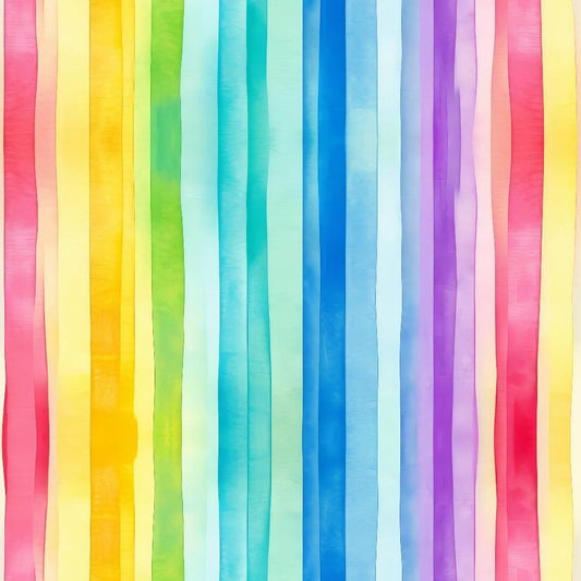 Watercolor Rainbow Stripes Pattern 3 Quilting Cotton Fabric