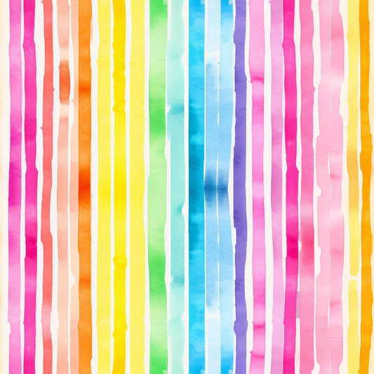 Watercolor Rainbow Stripes Pattern 7 Quilting Cotton Fabric