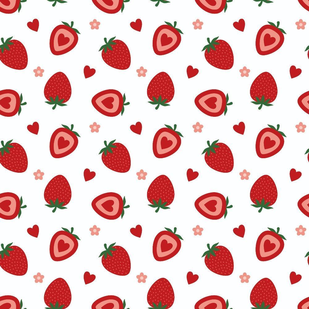 Sweet Strawberries Flowers and Hearts Quilting Cotton Fabric