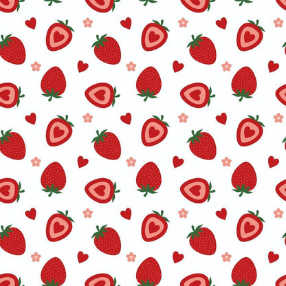 Sweet Strawberries Flowers and Hearts Quilting Cotton Fabric