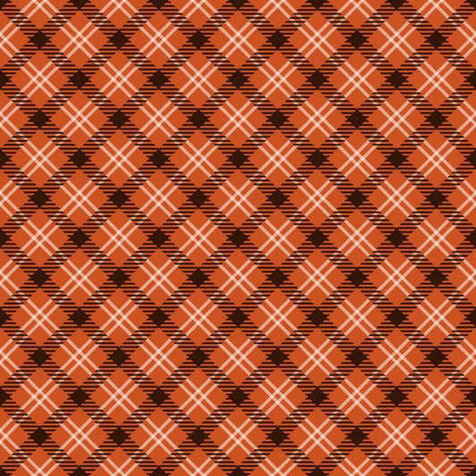 Fall Orange Plaid Pattern 17 Quilting Cotton Fabric