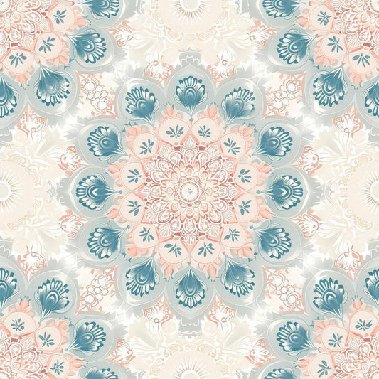 Pastel Mandala Pattern 10 Quilting Cotton Fabric