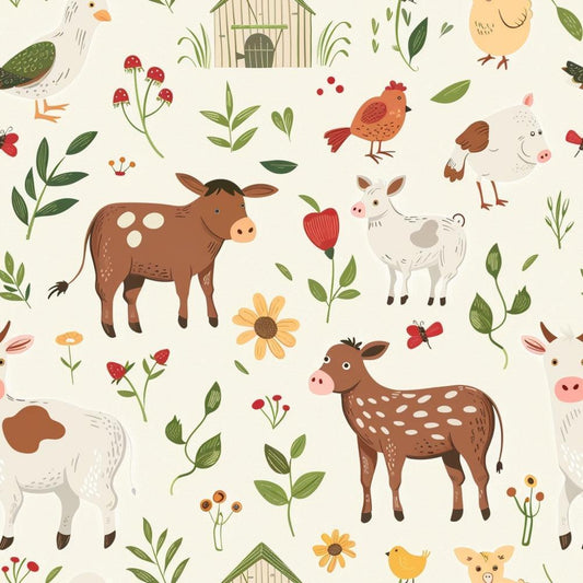 Cute Farm Babies Pattern 12 Quilting Cotton Fabric