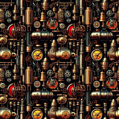 Steampunk Pipes Pattern 2 Quilting Cotton Fabric