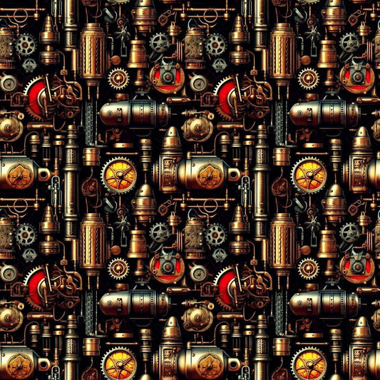 Steampunk Pipes Pattern 2 Quilting Cotton Fabric