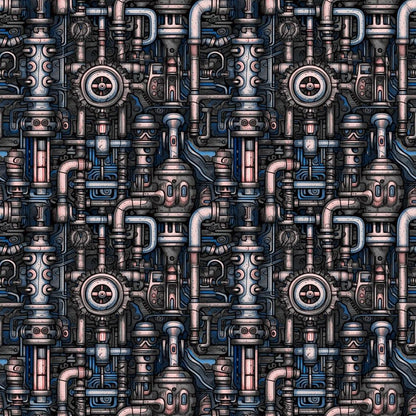 Steampunk Pipes Pattern 6 Quilting Cotton Fabric