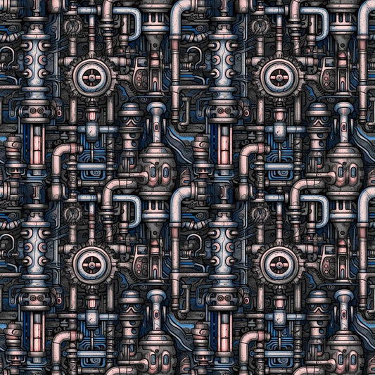 Steampunk Pipes Pattern 6 Quilting Cotton Fabric
