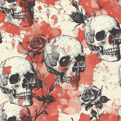 Skulls and Roses Pattern 7 Quilting Cotton Fabric