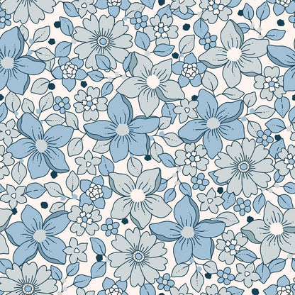 Groovy Blue Boho Pattern 1 Quilting Cotton Fabric