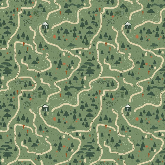 Camping Graphics Pattern 1 Quilting Cotton Fabric