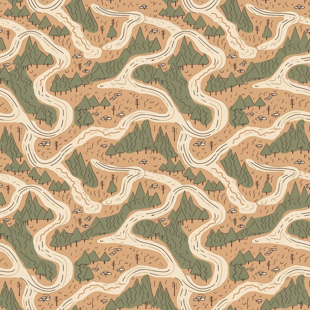 Camping Graphics Pattern 2 Quilting Cotton Fabric