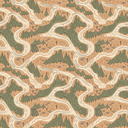 Camping Graphics Pattern 2 Quilting Cotton Fabric