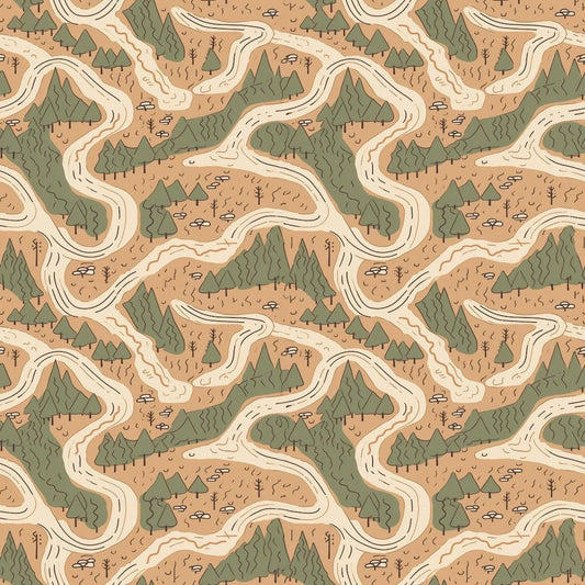 Camping Graphics Pattern 2 Quilting Cotton Fabric