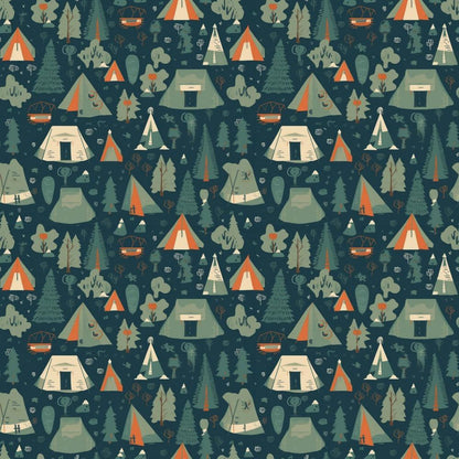 Camping Graphics Pattern 3 Quilting Cotton Fabric