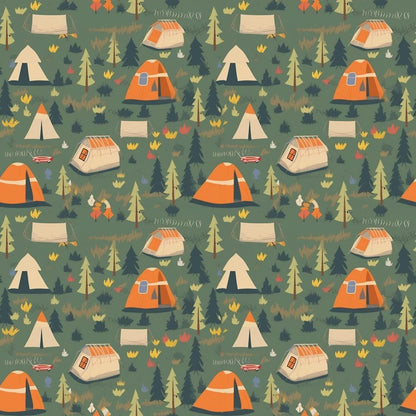 Camping Graphics Pattern 6 Quilting Cotton Fabric