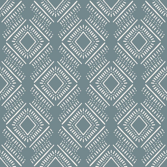 Groovy Blue Boho Pattern 16 Quilting Cotton Fabric