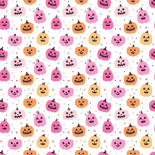 Small Pink Halloween Pattern 7 Quilting Cotton Fabric