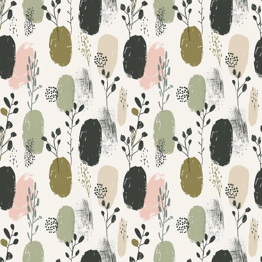 Sage Green Boho Pattern 2 Quilting Cotton Fabric