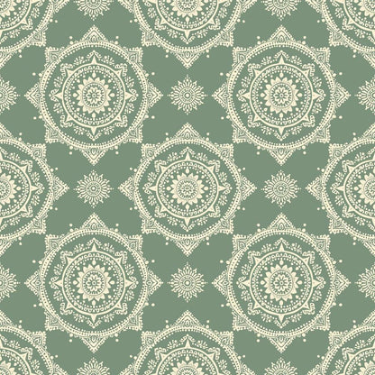 Sage Green Boho Pattern 4 Quilting Cotton Fabric