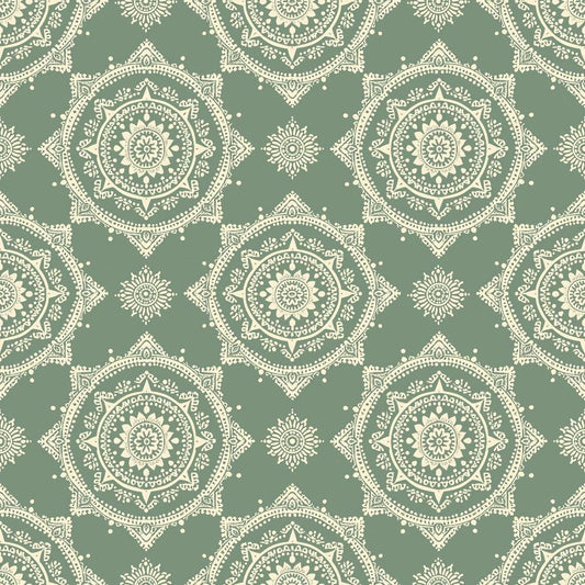 Sage Green Boho Pattern 4 Quilting Cotton Fabric