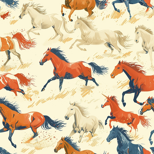 Galloping Horse Pattern 4 Quilting Cotton Fabric