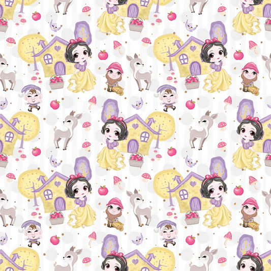 Cute Snow White Fairy Tale Pattern 11 Quilting Cotton Fabric