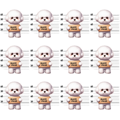 Doggie Mugshots Bichon Frise Pattern Quilting Cotton Fabric