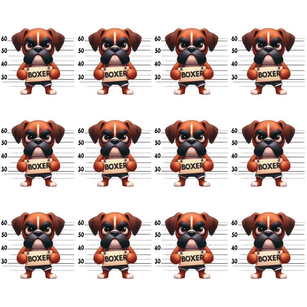Doggie Mugshots Boxer Pattern Quilting Cotton Fabric