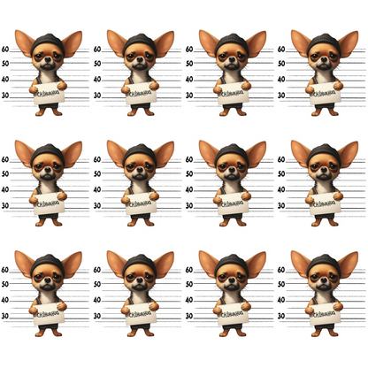 Doggie Mugshots Chihuahua Pattern Quilting Cotton Fabric