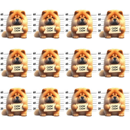 Doggie Mugshots Chow Chow Pattern Quilting Cotton Fabric