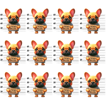 Doggie Mugshots French Bulldog Pattern Quilting Cotton Fabric