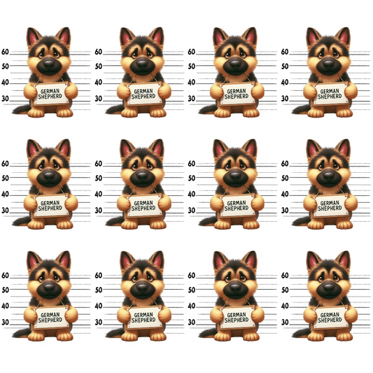 Doggie Mugshots German Shepherd Pattern Quilting Cotton Fabric