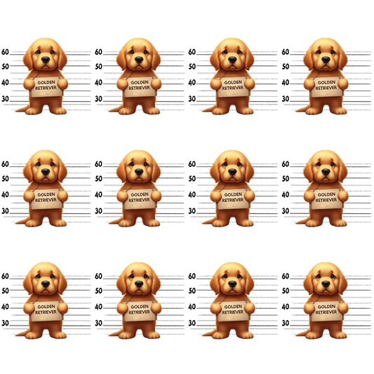 Doggie Mugshots Golden Retriever Pattern Quilting Cotton Fabric