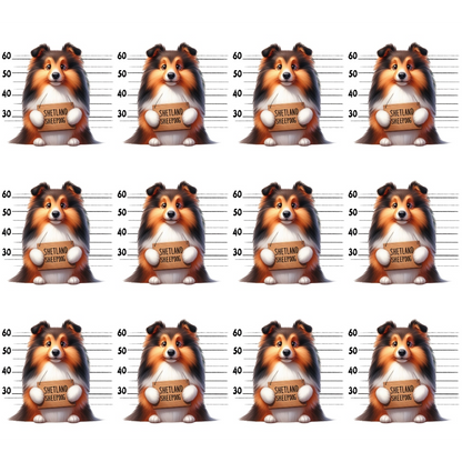 Doggie Mugshots Shetland Sheepdog Pattern Quilting Cotton Fabric