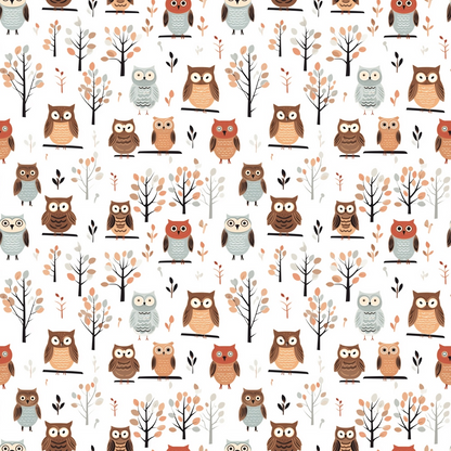Cartoon Owls Pattern 4 Quilting Cotton Fabric