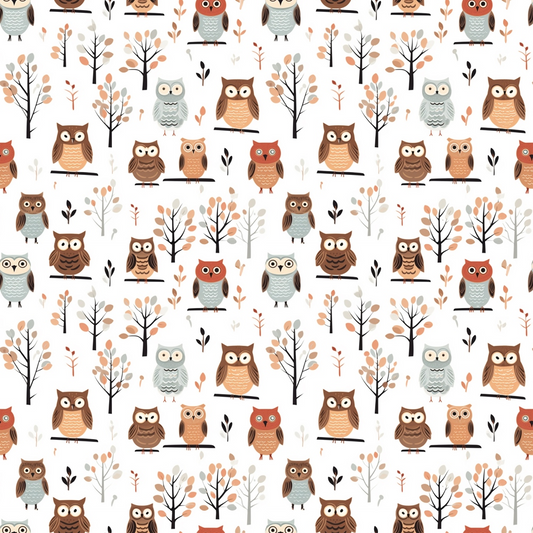 Cartoon Owls Pattern 4 Quilting Cotton Fabric