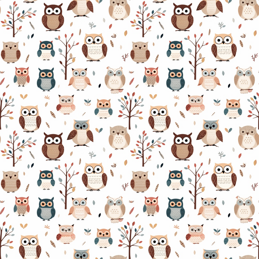 Cartoon Owls Pattern 5 Quilting Cotton Fabric