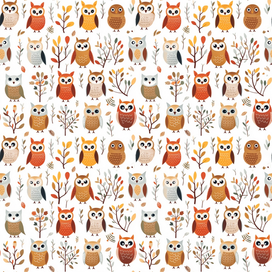 Cartoon Owls Pattern 6 Quilting Cotton Fabric