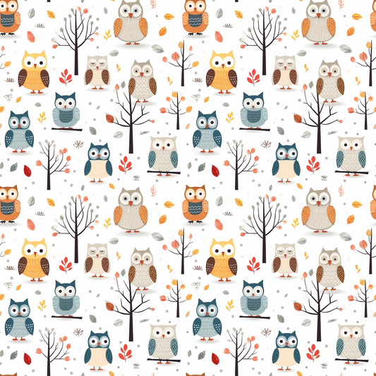 Cartoon Owls Pattern 7 Quilting Cotton Fabric