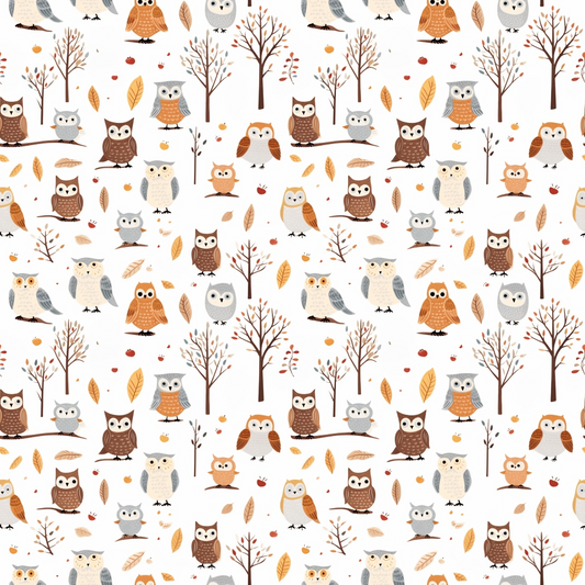 Cartoon Owls Pattern 9 Quilting Cotton Fabric