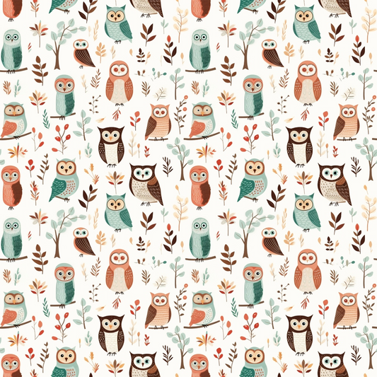 Cartoon Owls Pattern 10 Quilting Cotton Fabric