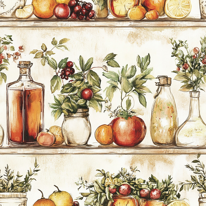 Vintage Kitchen Ingredients Pattern 4 Quilting Cotton Fabric