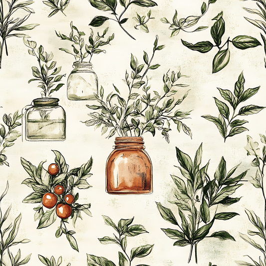 Vintage Kitchen Ingredients Pattern 9 Quilting Cotton Fabric