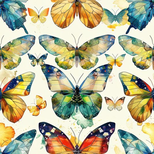 Geometric Butterflies Pattern 14 Quilting Cotton Fabric