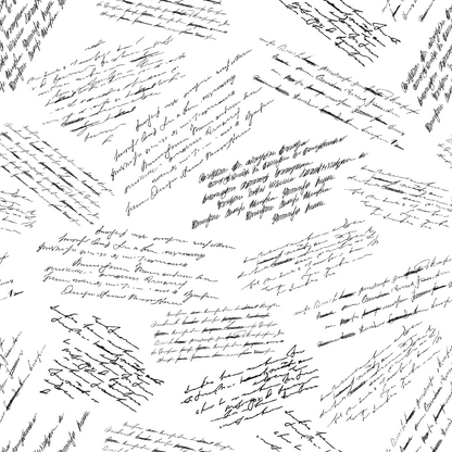 Vintage Handwriting Pattern 5 Quilting Cotton Fabric